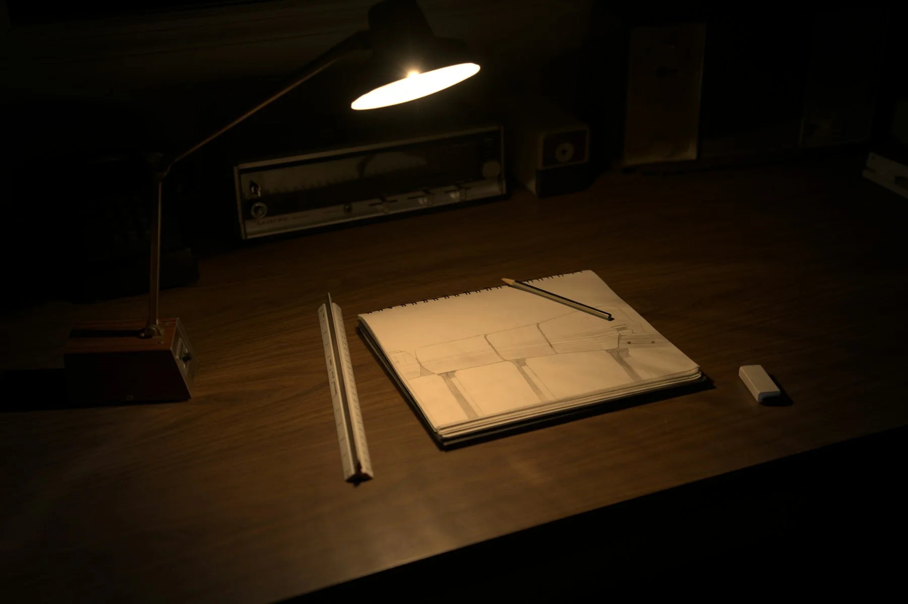 Drawing tools and a notebook